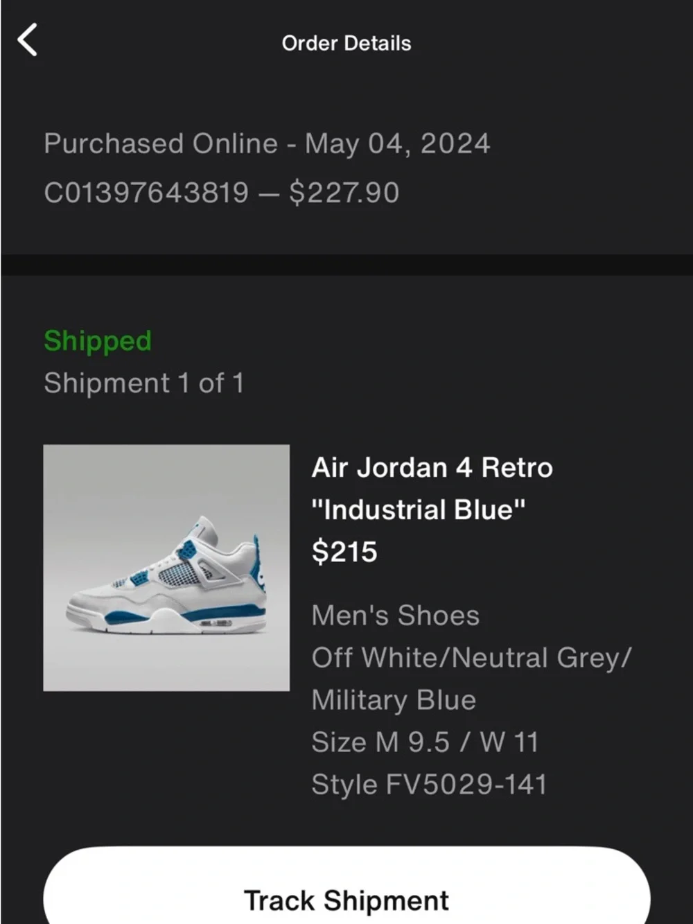 Size 9.5 - Air Jordan 4 Retro 2024 Military Blue Industrial Blue FV5029-141